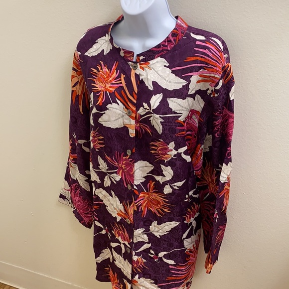 Poeme by Citron Purple Floral Tunic Top 2X - Picture 2 of 5